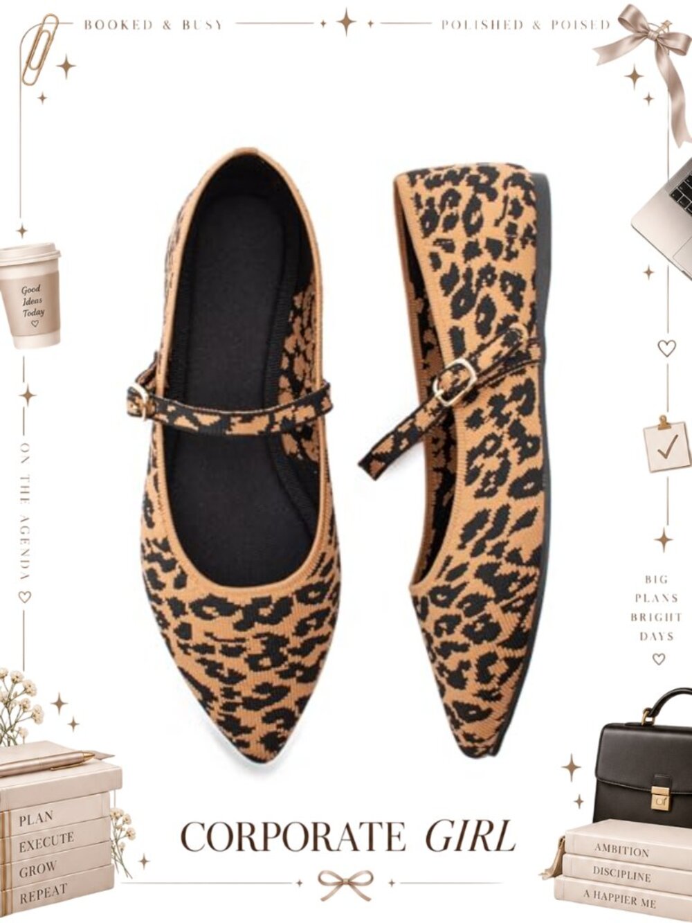 Pointed Toe Knit Ballet Flats with Adjustable Strap Comfortable Dressy Casual